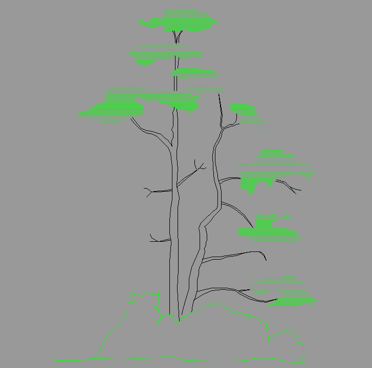 Bloque Autocad Vista de Árbol Color 08 en Alzado